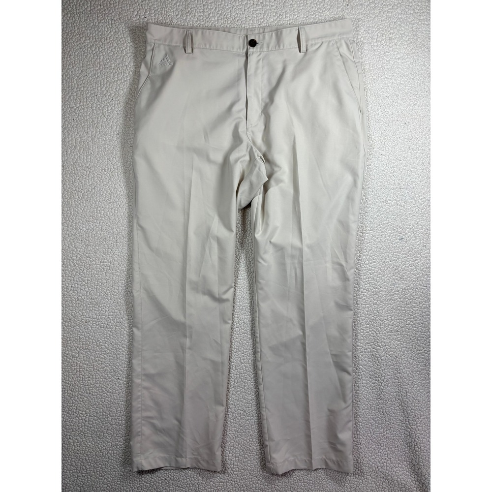 Adidas Climalite Golf Pants Mens 36x32 Beige ClimaLite Performance Flat Front